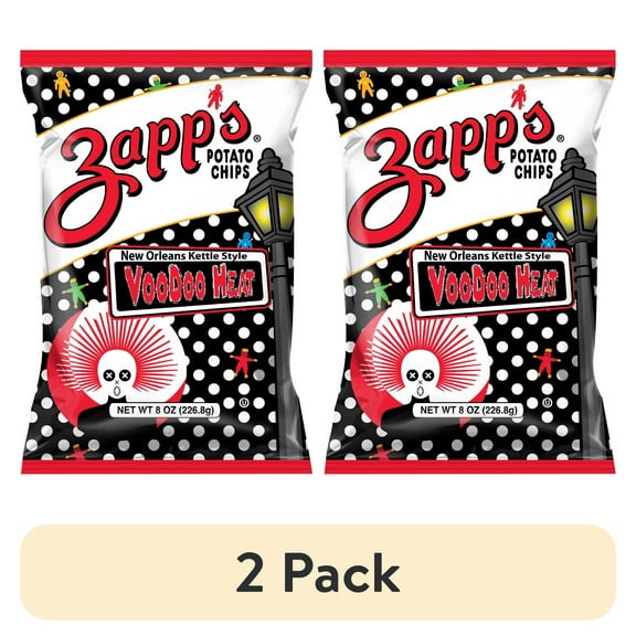 (2 pack) Zapp's Voodoo Heat New Orleans Kettle Style Potato Chips, Gluten-Free, Party Size, 8 oz Bag