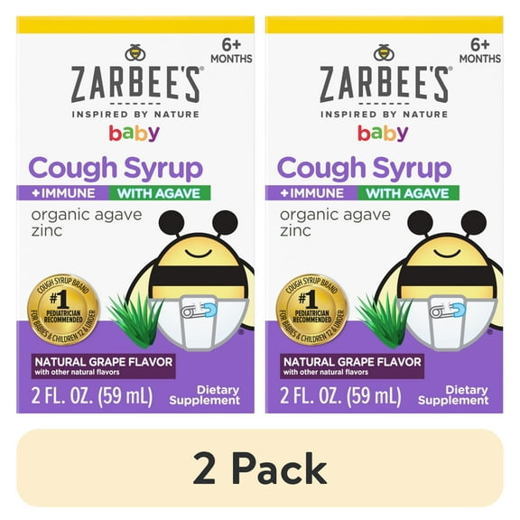 (2 pack) Zarbee's Baby Agave Cough Syrup + Immune Support, Grape, 2 fl. oz