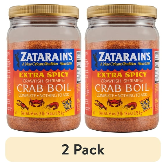 (2 pack) Zatarain's Extra Spicy Crawfish, Shrimp & Crab Boil, 63.0 oz Jar