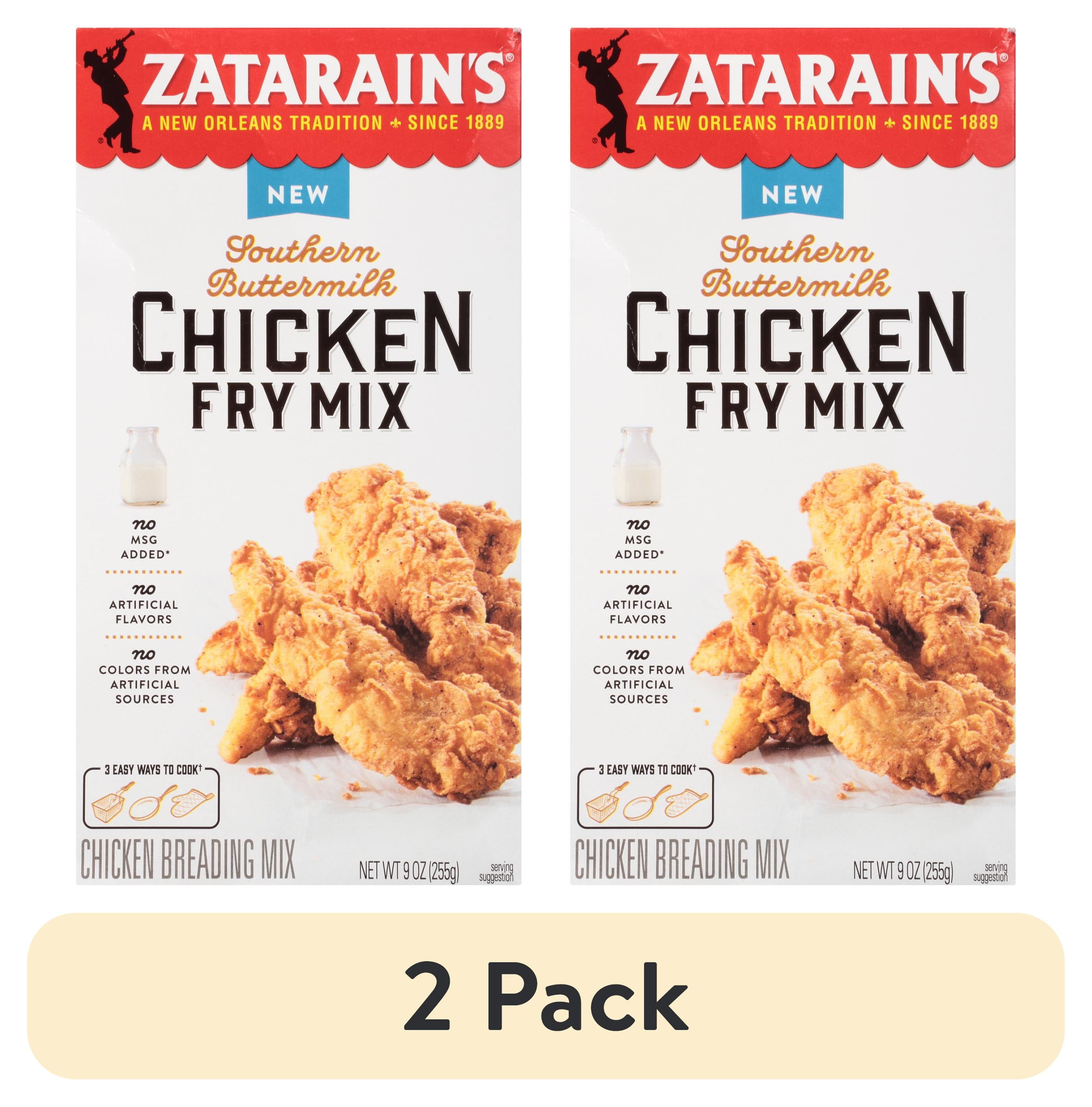 (2 pack) Zatarain's No Artificial Flavors Southern Buttermilk Chicken Fry Mix, 9.0 oz Box