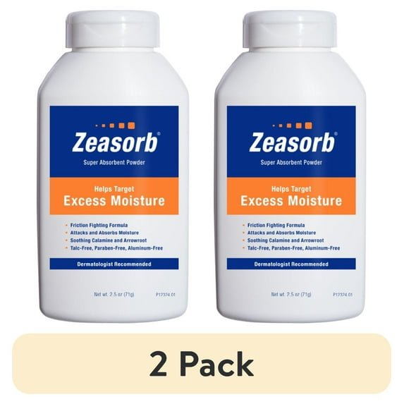 (2 pack) Zeasorb Prevention Foot & Body Powder, Absorb Excess Sweat & Moisture, 2.5 oz