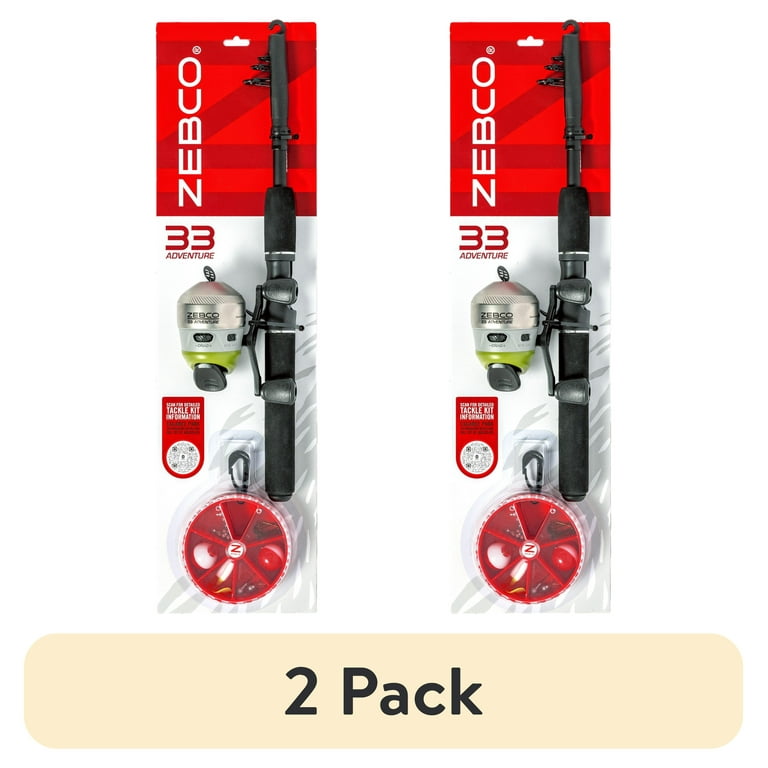 2 pack) Zebco 33 Spincast Reel and 2-Piece Fishing Rod and Reel