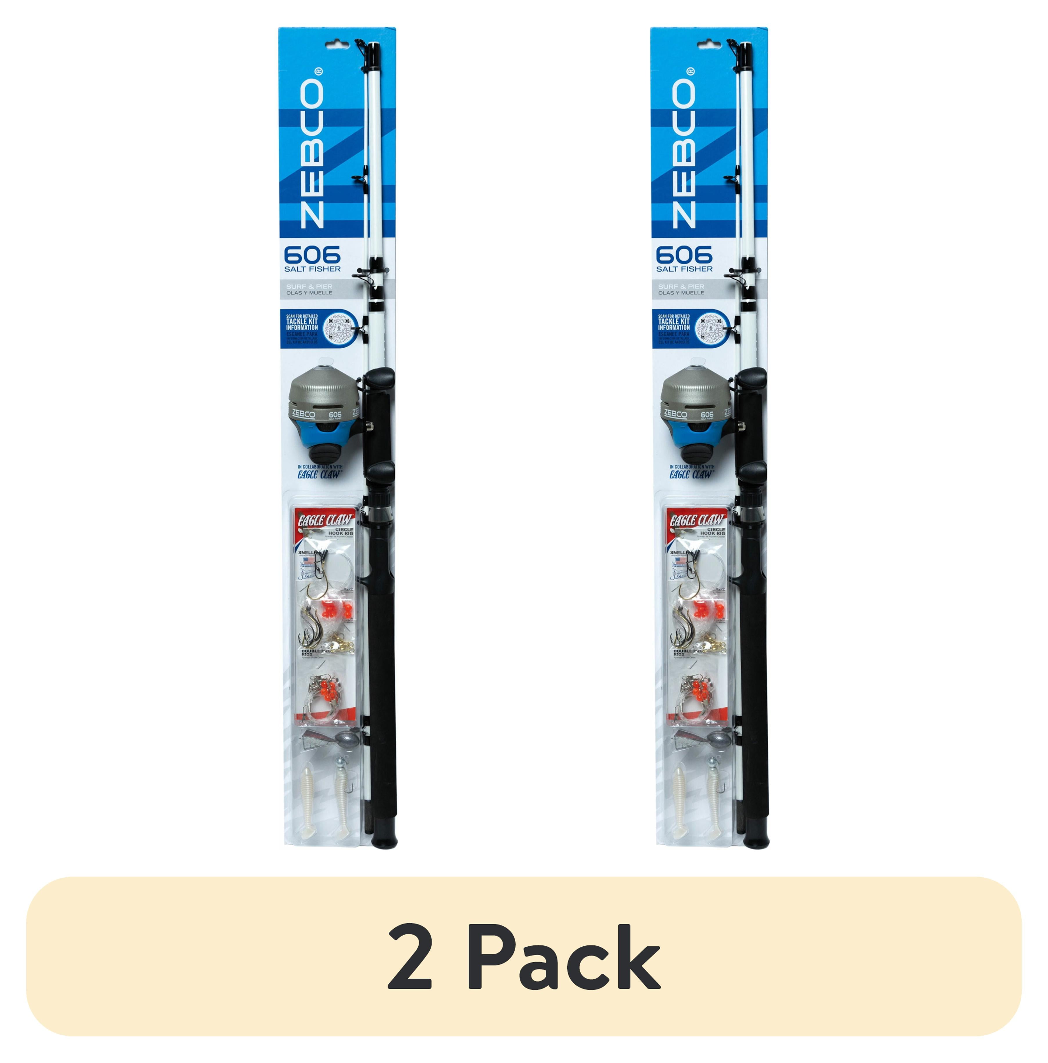 2 pack) Zebco 606 Surf and Pier Spincast Fishing Rod & Reel Combo