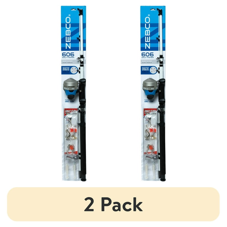 2 pack) Zebco 606 Surf and Pier Spincast Fishing Rod & Reel Combo