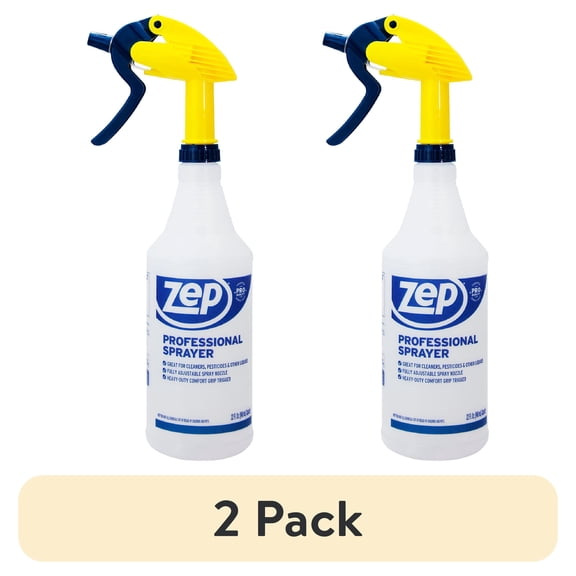 (2 pack) Zep Professional Plastic Spray Bottle, 32 oz, Adjustable Nozzle, Comfort Grip