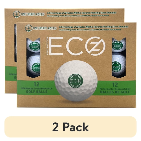 (2 pack) Zero Friction ECO Z Golf Balls, White Dimple, 12 Count