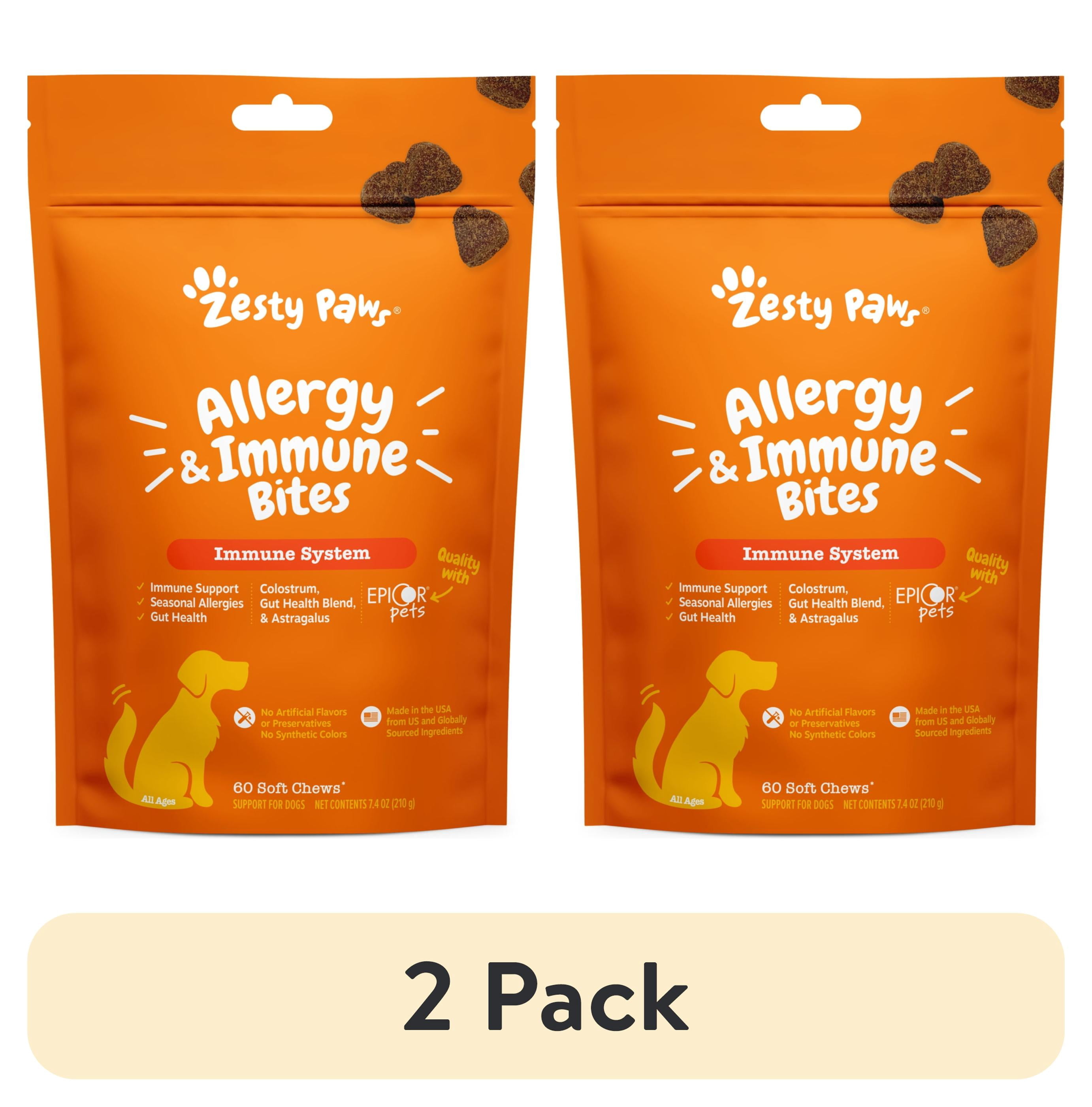 (2 pack) Zesty Paws Allergy & Immune Bites Lamb Flavor Dog Supplement, 60 Count