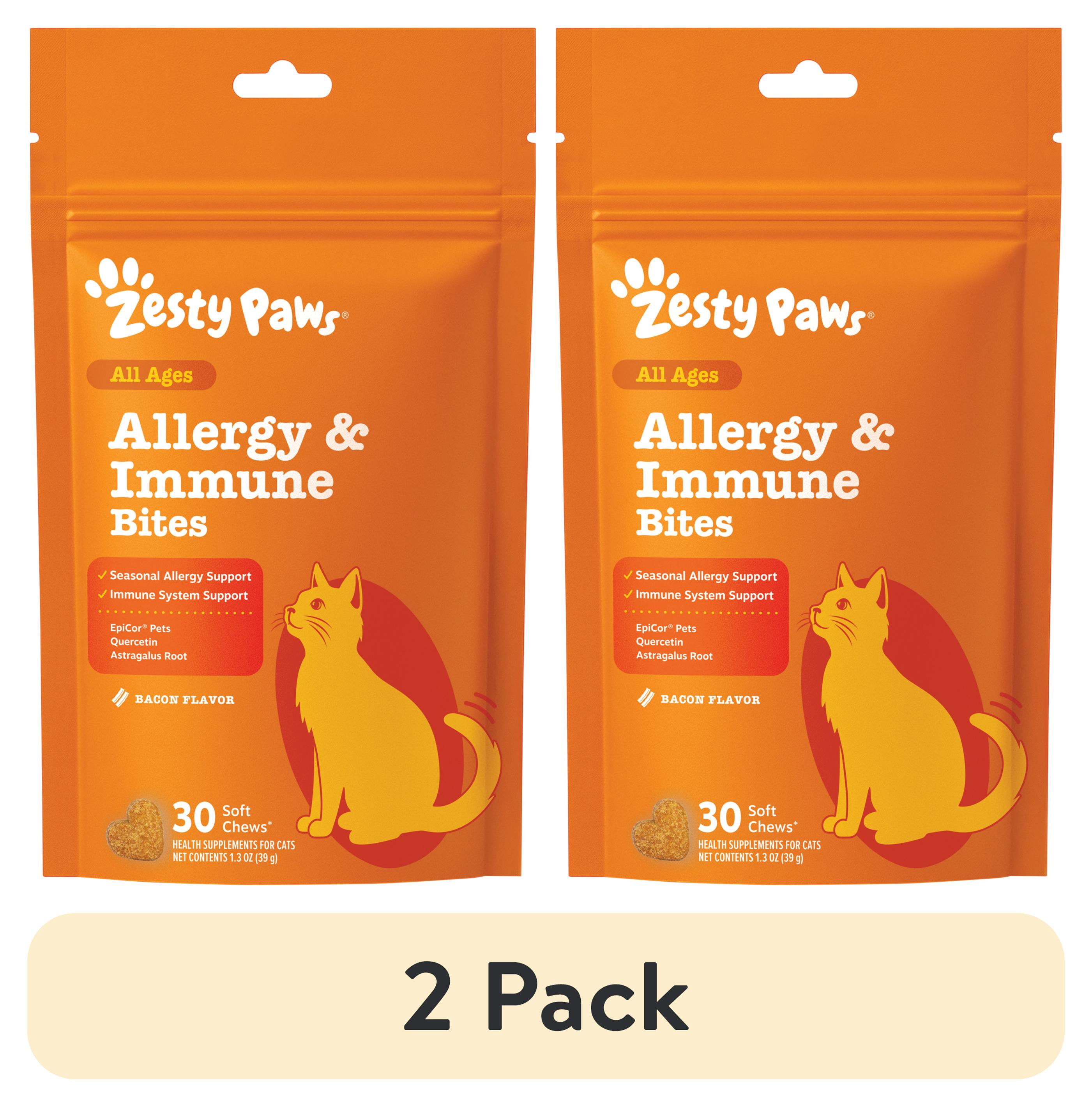 (2 pack) Zesty Paws Cat Allergy & Immune Bites Bacon Flavor, 30 Count
