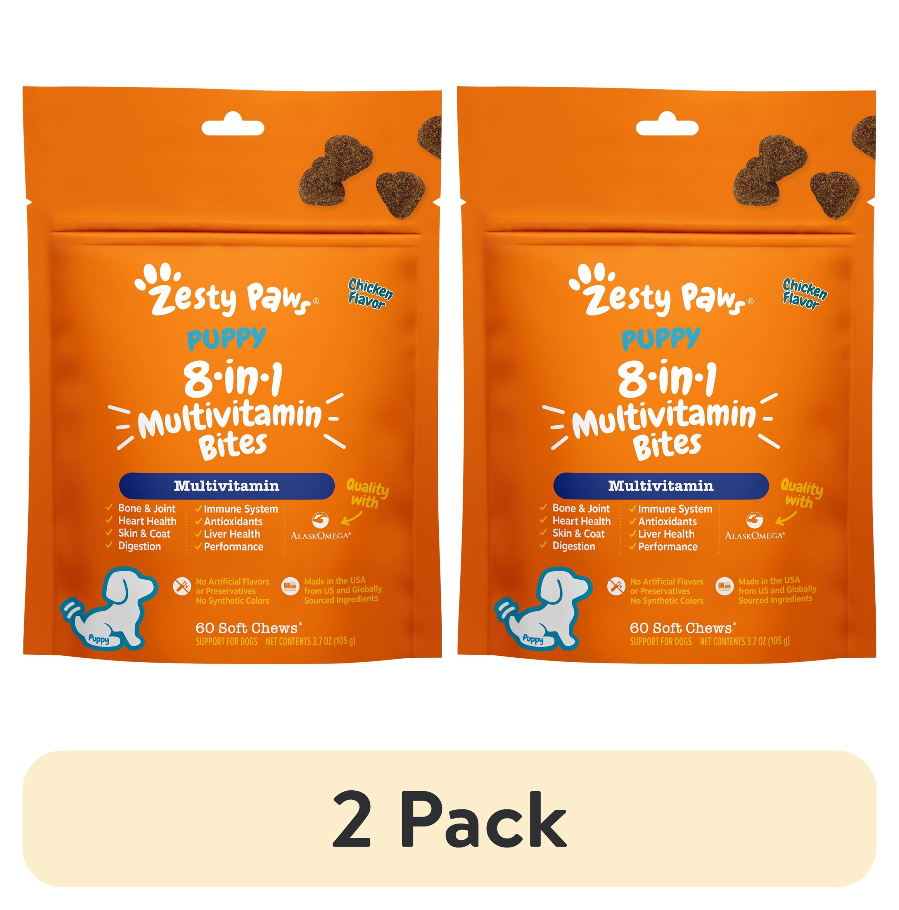 (2 pack) Zesty Paws Puppy 8-in-1 Multivitamin Bites Chicken Flavor Dog Supplement, 60 Count