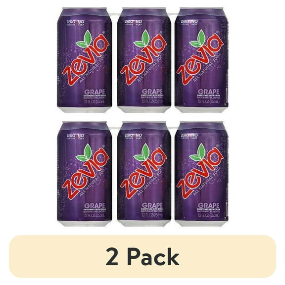 (2 pack) Zevia Calorie-Free Gluten-Free Grape Soda, 12 Fl. Oz., 6 Count