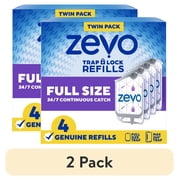 2 pack Zevo Full Size Refill 4 Indoor Light Trap Refill Cartridges Capture House Flies, Fruit Flies, and Gnats 4 Full Size Refill Cartridges