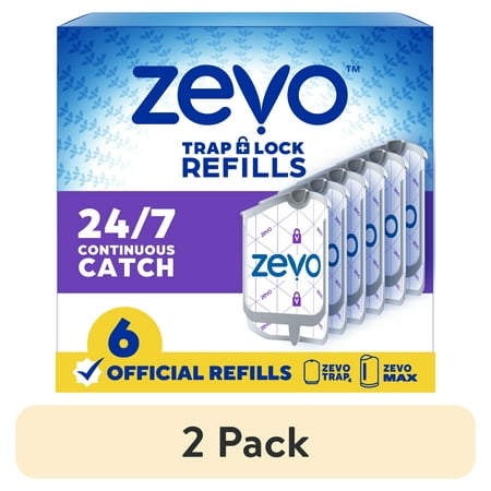 (2 pack) Zevo Flying Insect Trap Refill: 6 Indoor Light Trap Refill Cartridges Capture House Flies, Fruit Flies, and Gnats (6 Refill Cartridges)