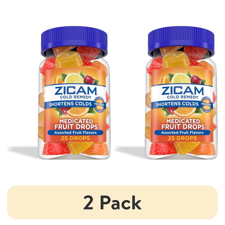 2 pack) Zicam Cold Remedy Zinc Medicated Fruit Drops, Assorted