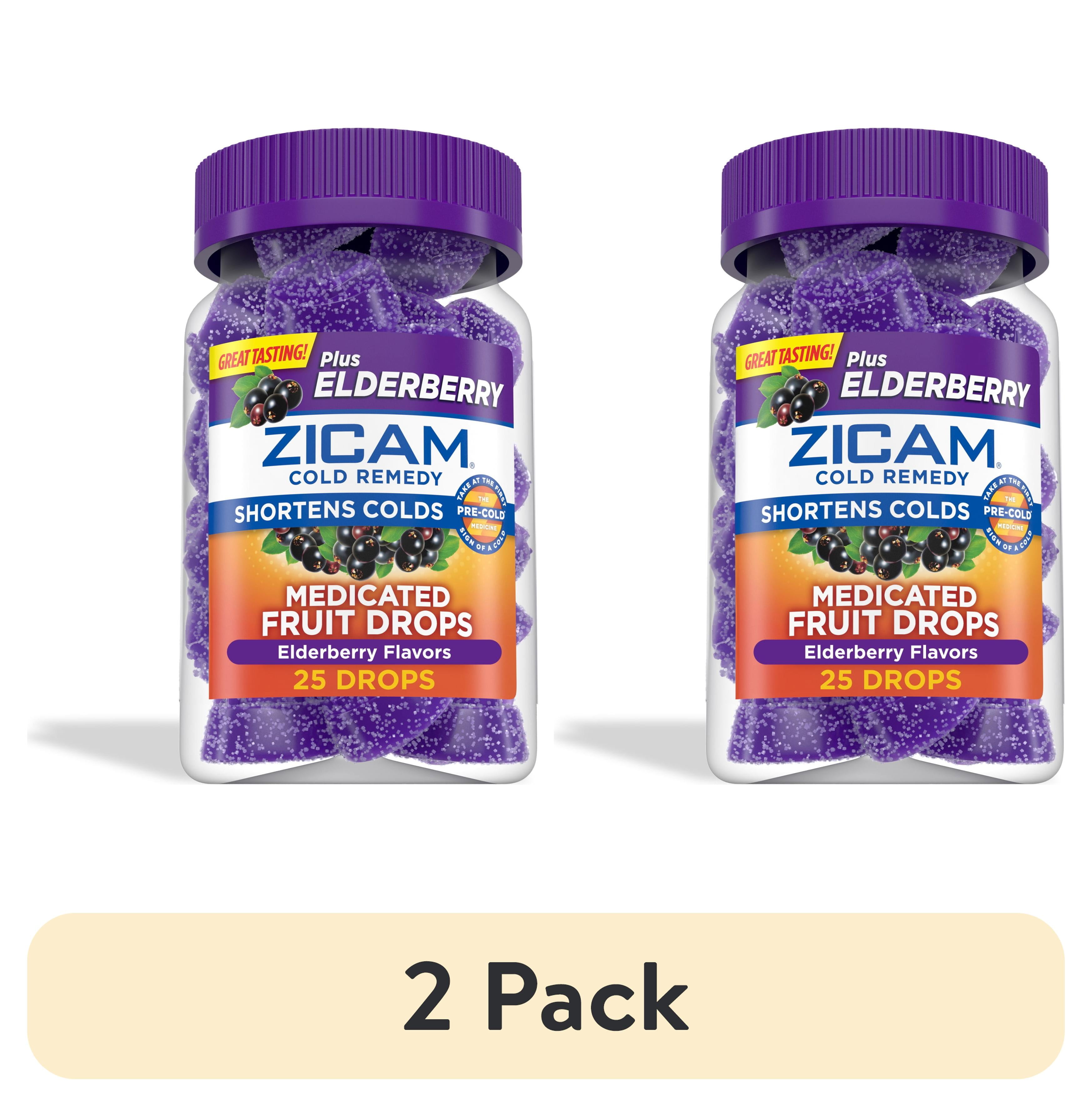 2 pack) Zicam Cold Remedy Zinc Medicated Fruit Drops, Elderberry