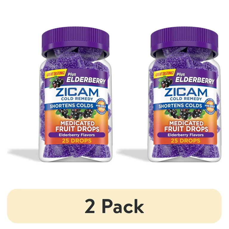 2 pack) Zicam Cold Remedy Zinc Medicated Fruit Drops, Elderberry
