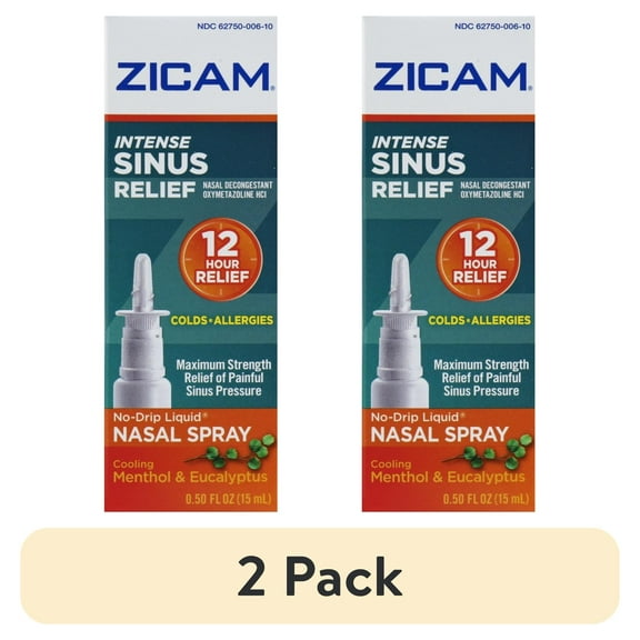(2 pack) Zicam Intense Sinus Relief Liquid Nasal Spray 0.50 oz