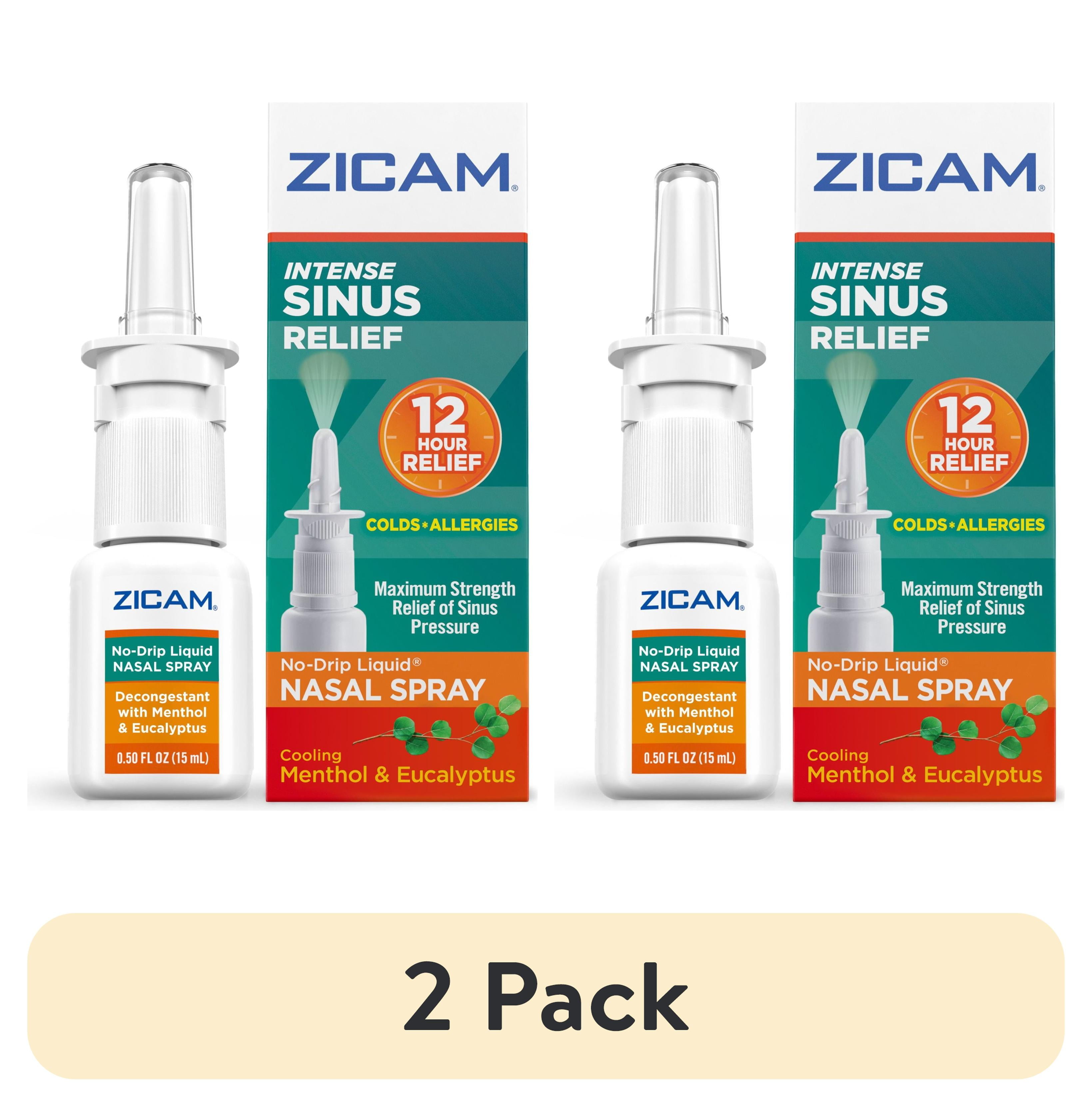 (2 pack) Zicam Intense Sinus Relief No-Drip Relief Nasal Spray with Cooling Menthol & Eucalyptus 0.5 oz