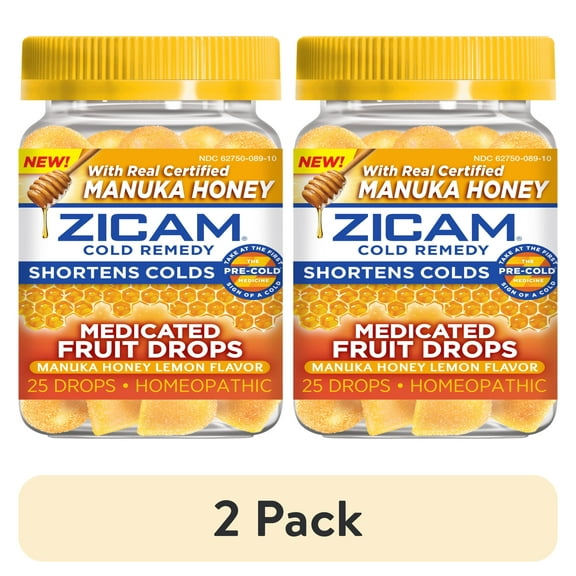 (2 pack) Zicam; Medicated Fruit Drop; Manuka Honey Lemon; 25 Count