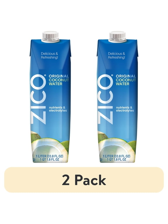 (2 pack) ZICO Original Coconut Water, No Artificial Ingredients, Natural Electrolytes & Potassium, 33.8 fl oz (1 Liter)
