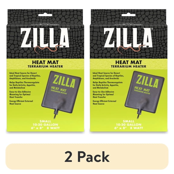 (2 pack) Zilla Terrarium Heat Mat for Reptiles, Black, Small, 10-20 Gallon, 8 Watt