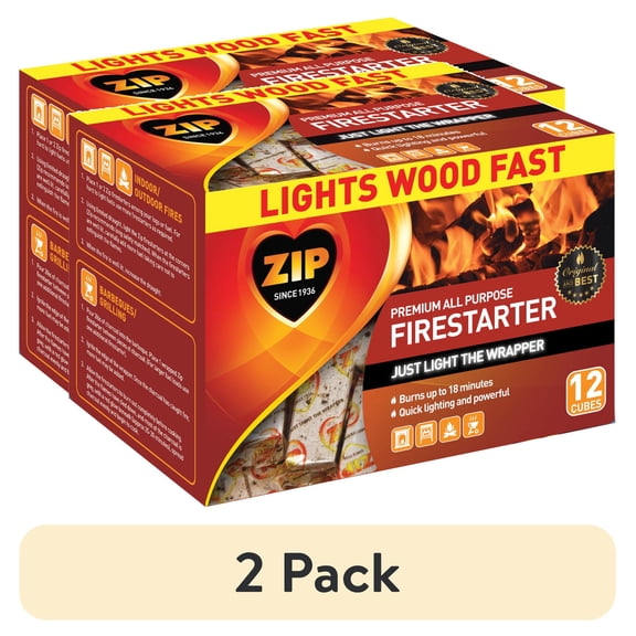 (2 pack) Zip Premium Firestarter Cubes, All Purpose, Weather-Resistant, 12 Count