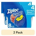 thumbnail image 1 of (2 pack) Ziploc Twist N Loc Food Storage Meal Prep Containers Reusable, Dishwasher Safe, Extra Small 8oz Round, 4 Count, 1 of 22