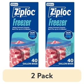 (2 pack) Ziploc Brand Freezer Food Storage Bags, School Supplies, Grip 'n Seal Technology, Zipper, Gallon, 40 Count