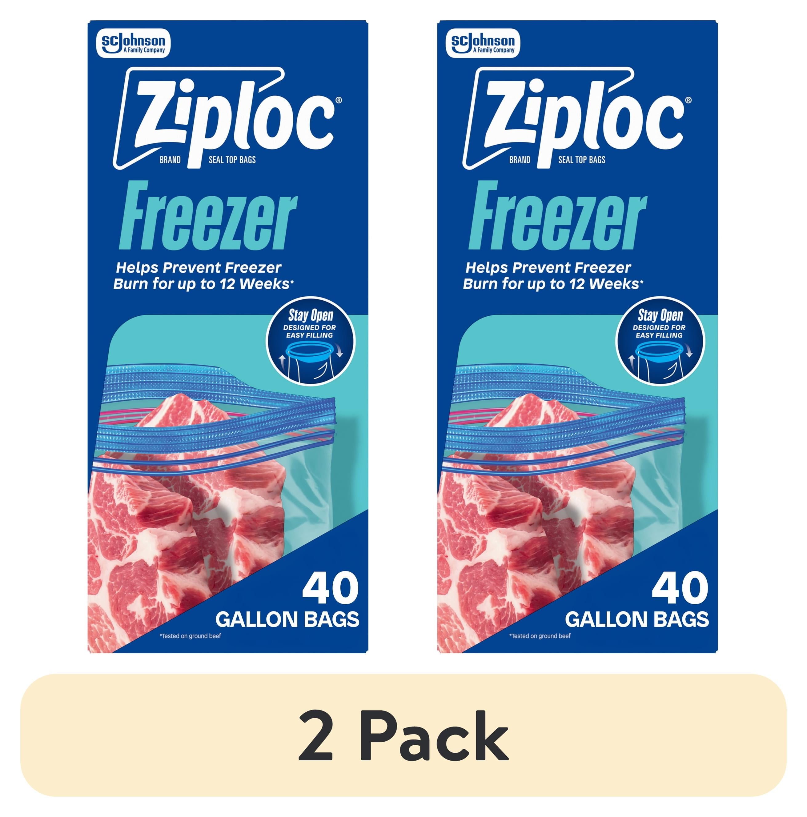 2 pack) Ziploc Brand Freezer Food Storage Bags, School Supplies