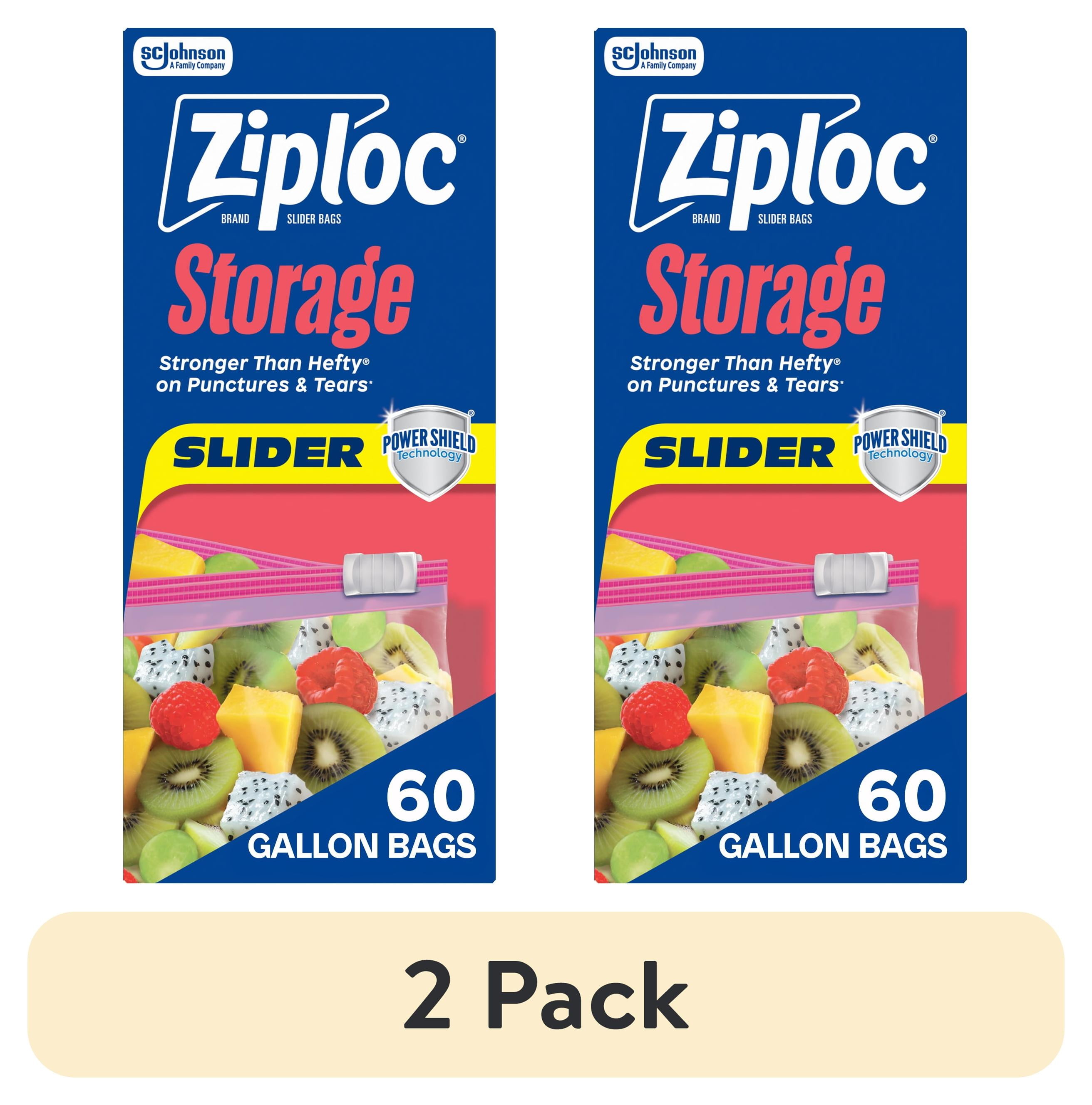 2 pack) Ziploc® Brand Food Storage Slider Gallon Bags, Power