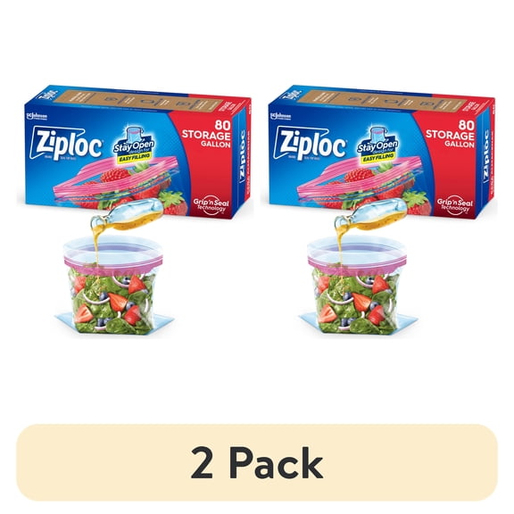(2 pack) Ziploc Brand Storage Gallon Bags, School Supplies, Large Storage Bags for Food, 80 Count