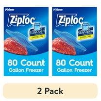 (2 pack) Ziploc Freezer Gallon Bag, School Supplies, Stay Open Design, Grip 'n Seal Technology, Reusable, 80 Count