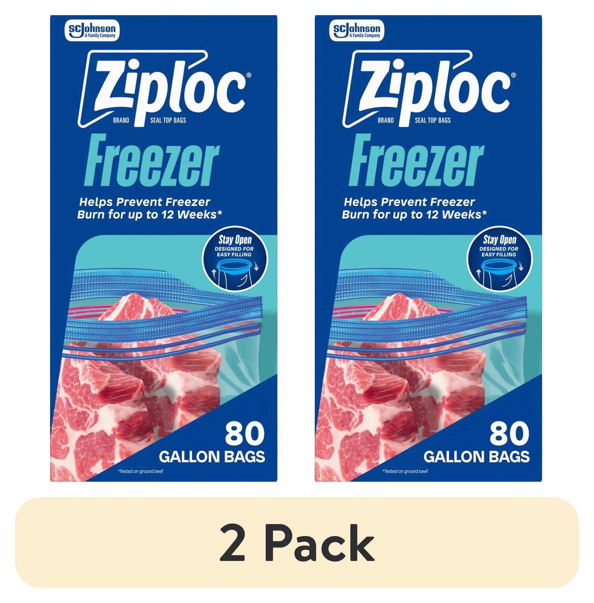2 pack) Ziploc Brand Freezer Food Storage Bags, School Supplies