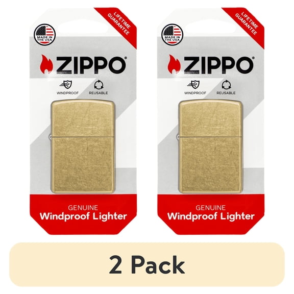 (2 pack) Zippo Classic Street Brass Pocket Lighter