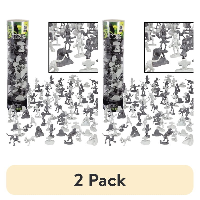 2 pack) Zombie Action Figures - Big Bucket of 100 Zombies with 14