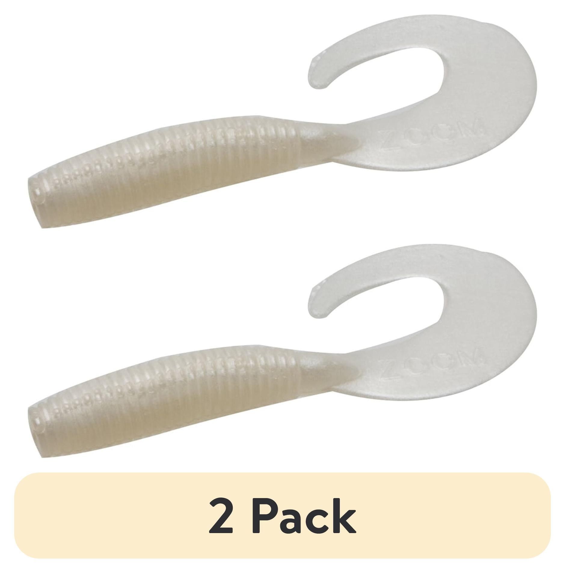 (2 pack) Zoom Fat Albert Freshwater Fishing Soft Bait, White Pearlr, 3", 10-pack