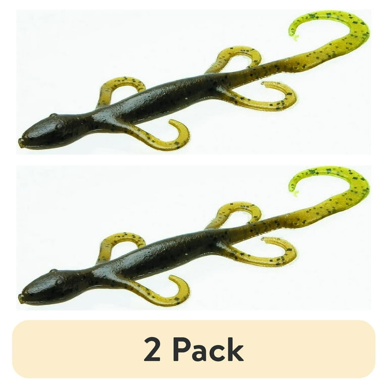 2 pack) Zoom Lizard Fishing Bait, Green Pumpkin Chartreuse, 6”, 9