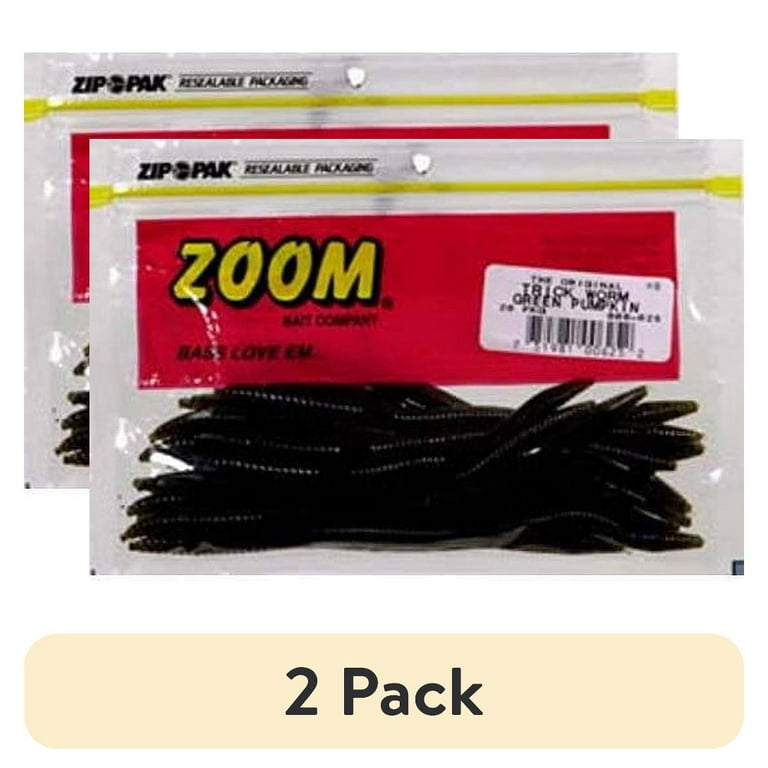 2 pack) Zoom Trick Worm 6.5'' Green Pumpkin 20pk - Walmart.com