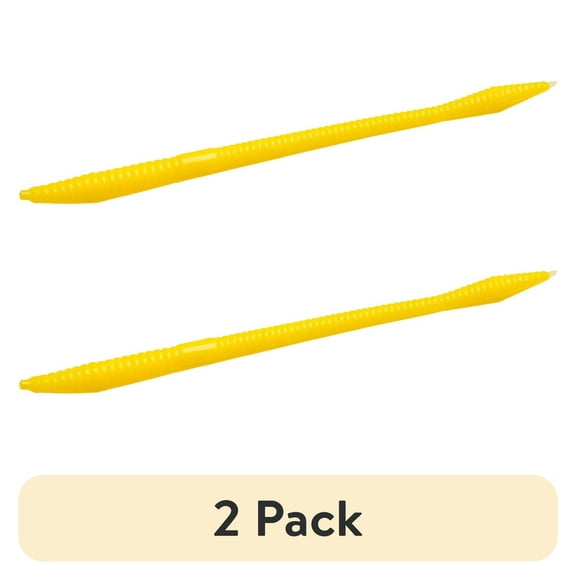 (2 pack) Zoom Trick Worm Freshwater Bass Fishing Soft Bait, Yellow, 6 1/2", 20-pack