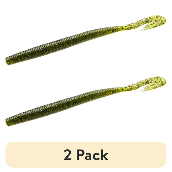 (2 pack) Zoom Ultra-vibe Speed Worm Freshwater Bass Soft Plastic Fishing Bait, Watermelon Candy Red, 6", 15-pack