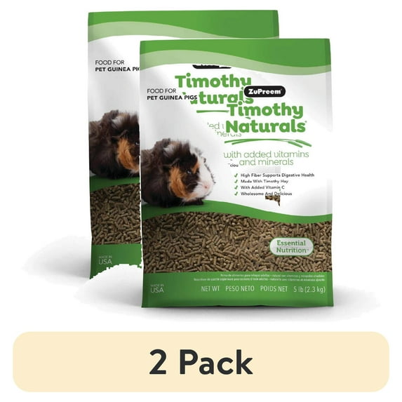 (2 pack) Zupreem® Timothy Naturals® Guinea Pig Food | Adult Guinea Pig Food | 5lbs