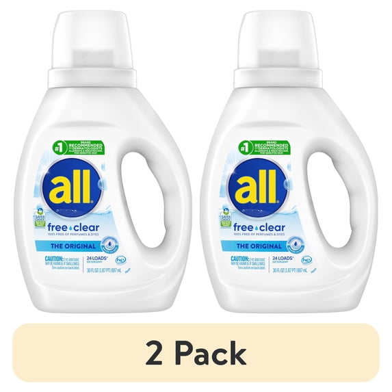 (2 pack) all Free Clear Liquid Laundry Detergent, 30 oz, 24 Loads