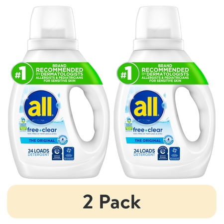 (2 pack) all Free Clear Liquid Laundry Detergent, 30 oz, 24 Loads
