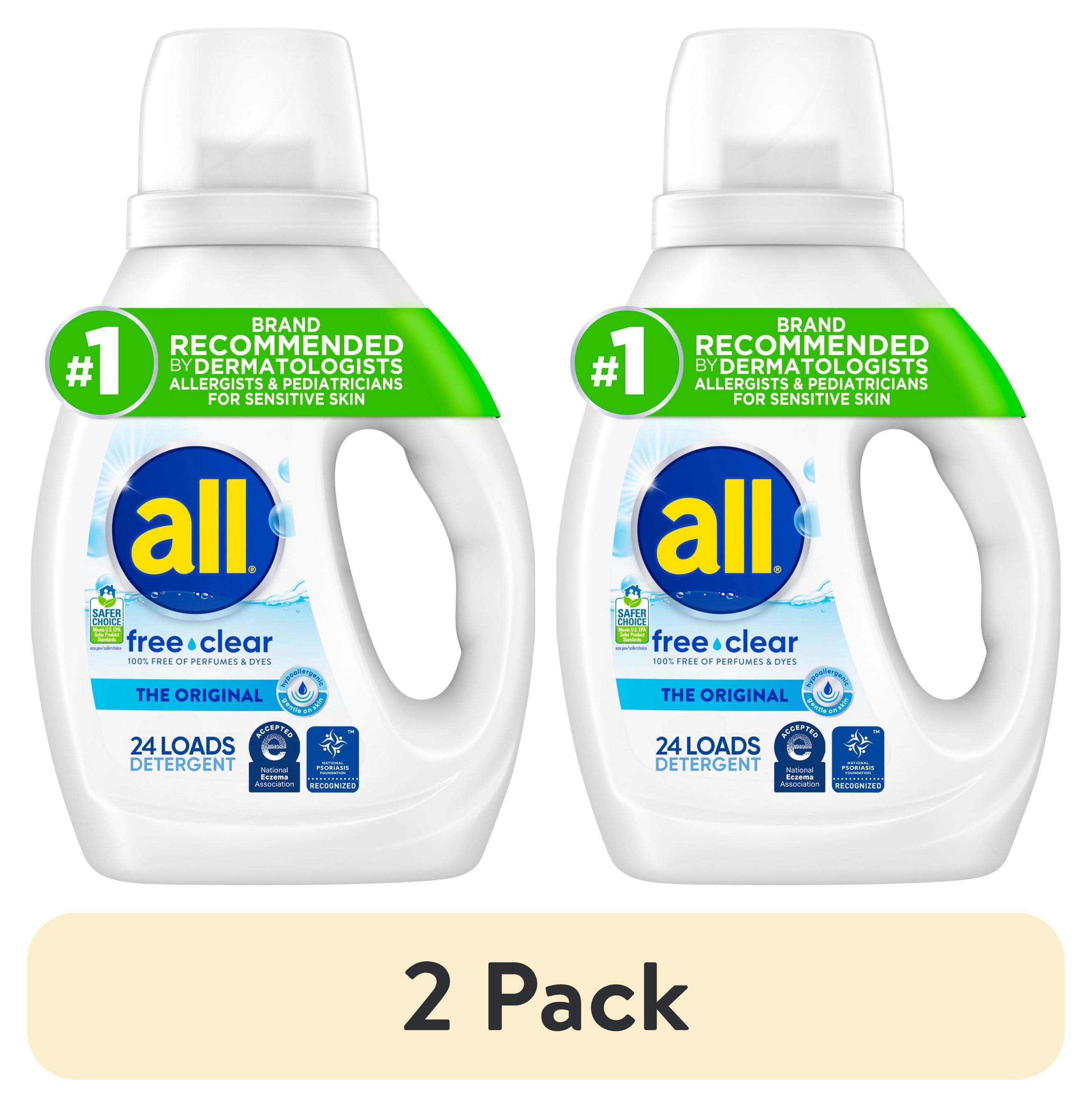 (2 pack) all Free Clear Liquid Laundry Detergent, 30 oz, 24 Loads