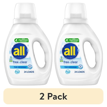 (2 pack) all Free Clear Liquid Laundry Detergent, 30 oz, 24 Loads