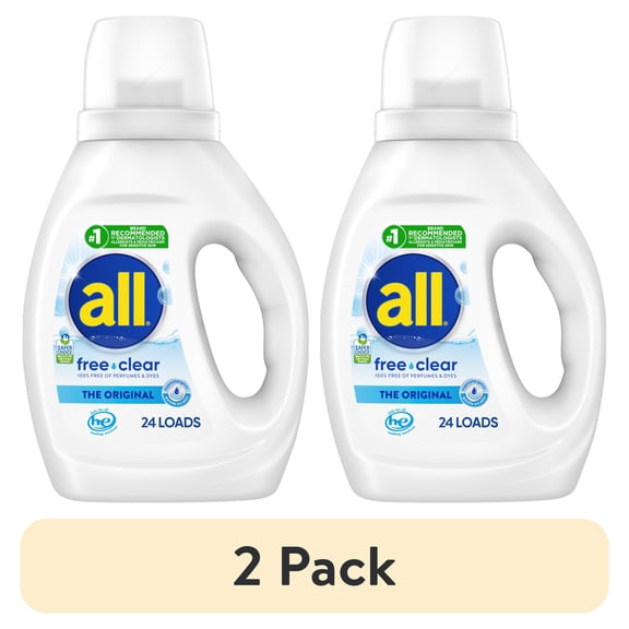 (2 pack) all Free Clear Liquid Laundry Detergent, 30 oz, 24 Loads