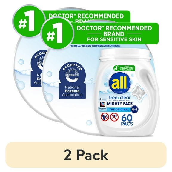 (2 pack) all Free Clear Mighty Pacs, 60 Count