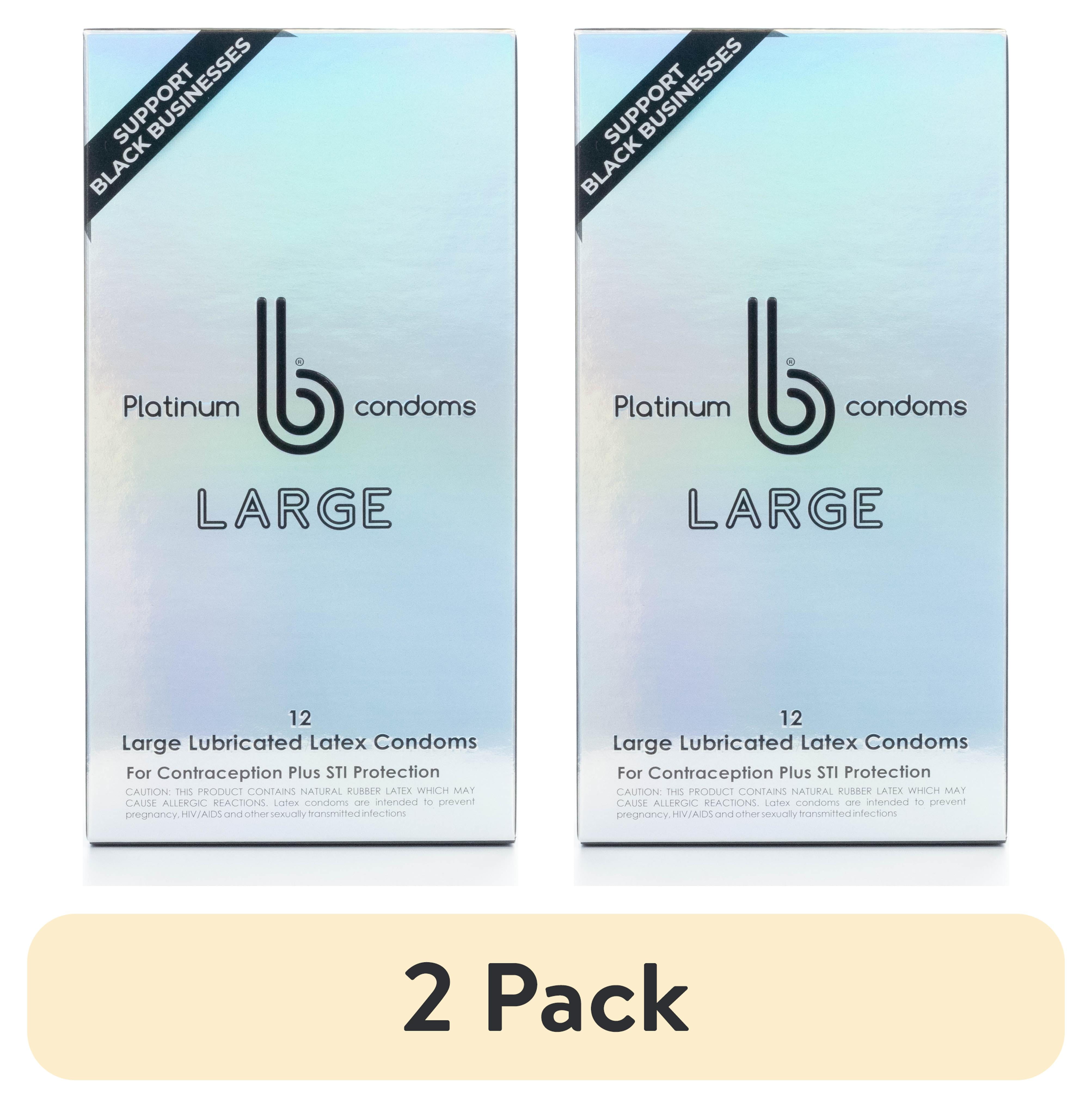 (2 pack) b condoms Large Thin Natural Latex Condoms, 12 Count - Extra Lubricated Condoms, Odorless & Vegan