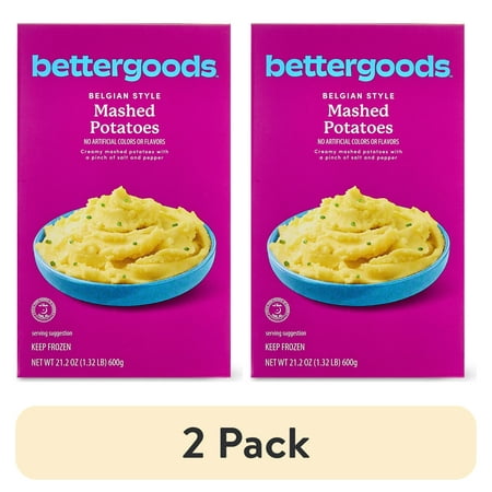 (2 pack) bettergoods Belgian Style Mashed Potatoes, 21.2 oz (Frozen)