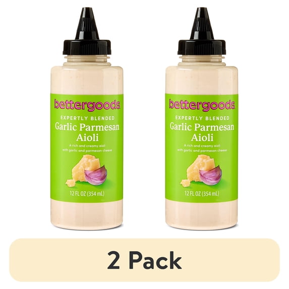 (2 pack) bettergoods Expertly Blended Garlic Parm Aioli, 12 fl oz Bottle