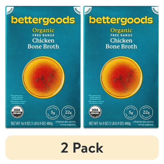 (2 pack) bettergoods Organic Free Range Chicken Bone Broth, 16.9 oz ...